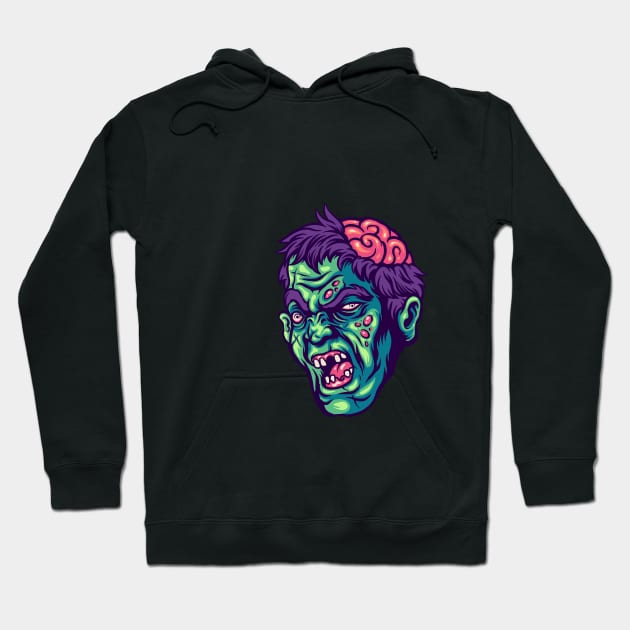 halloween character zombie head Hoodie by affane